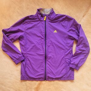 Adidas Windbreaker Jacket Womens Large Purple Full Zip Lined Lightweight Track